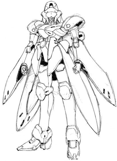 Vierge Rough concept art from the video game Xenogears