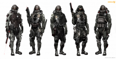Abduction Troopers concept art from the video game Killzone Shadow Fall by Andrejs Skuja