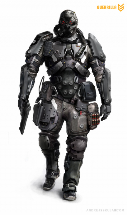 Helghast Soldier concept art from the video game Killzone Shadow Fall by Andrejs Skuja