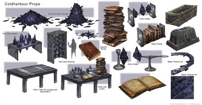 Coldharbour Props concept art from the video game The Elder Scrolls Online