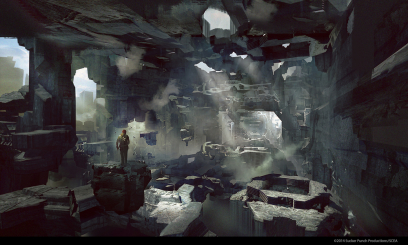 Concrete Island Inner Section concept art from the video game inFAMOUS Second Son by Levi Hopkins