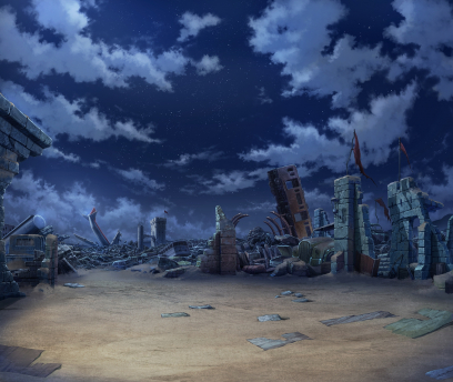 Modern Ruins concept art from the video game Stranger of Sword City
