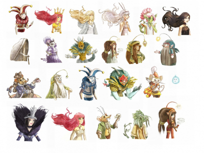 Cut Scene Character Design concept art from the video game Child of Light by Serge-Melvil Meirinho