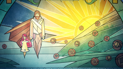 Stained Glass Cinematic Concept art from the video game Child of Light by Serge-Melvil Meirinho