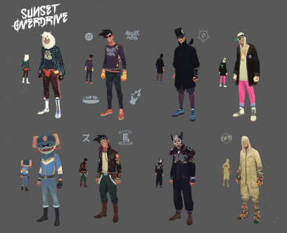 Character Customization concept art from the video game Sunset Overdrive