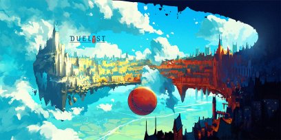 Windcliffe concept art from the video game Duelyst by Anton Fadeev