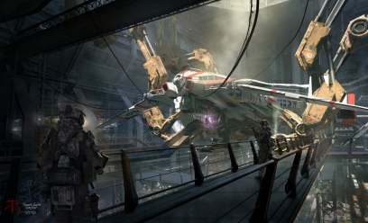 Oceanic Carrier Interior concept art from the video game Titanfall by Tu Bui