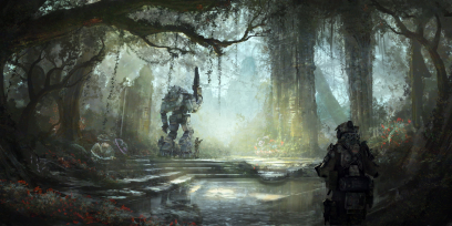 Swamp Temple By Day concept art from the video game Titanfall by Tu Bui