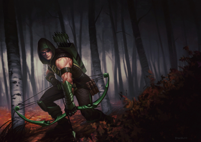Green Arrow concept art from the video game Infinite Crisis by Phroilan Gardner