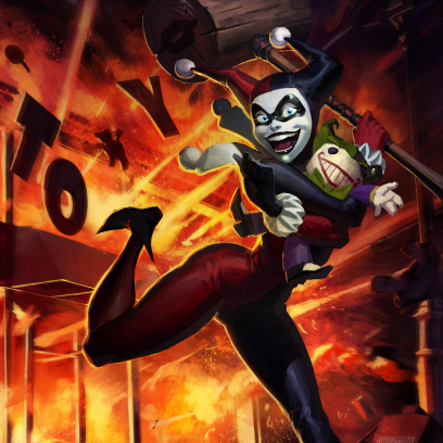 Harley Quinn concept art from the video game Infinite Crisis