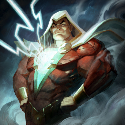 Shazam concept art from the video game Infinite Crisis