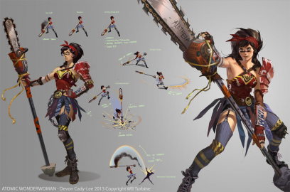 Atomic Wonder Woman concept art from the video game Infinite Crisis by Devon Cady-lee