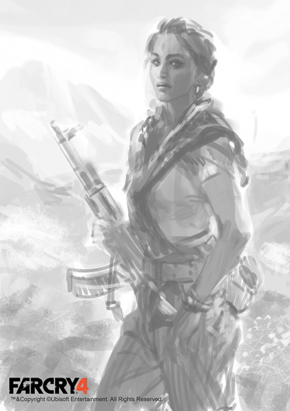 Amita Sketch concept art from the video game Far Cry 4 by Aadi Salman