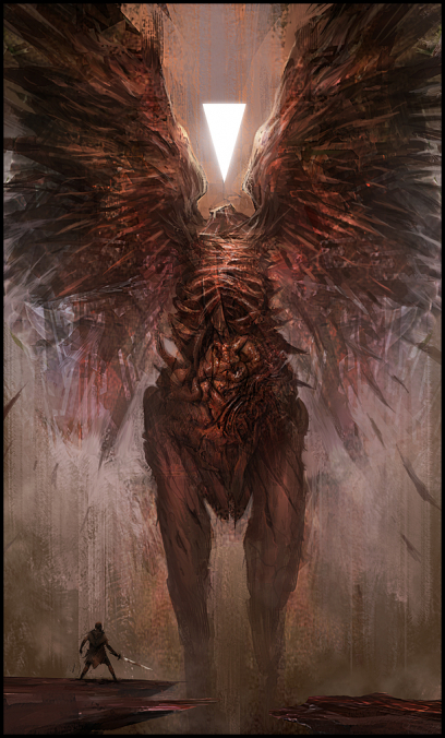 Winged Giant concept art from the video game Hellblade by Mark Molnar