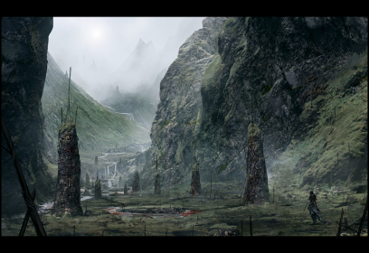 Sacrificial Grounds concept art from the video game Hellblade by Mark Molnar