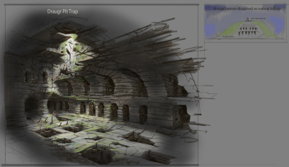 Draugr Pit Trap concept art from The Elder Scrolls V: Skyrim by Adam Adamowicz