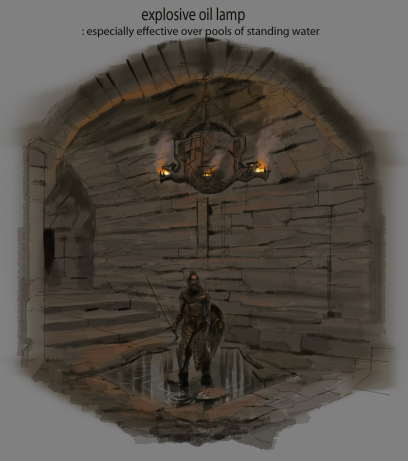 Explosive Lamp concept art from The Elder Scrolls V: Skyrim by Adam Adamowicz