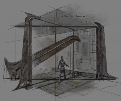 Falchion Chamber concept art from The Elder Scrolls V: Skyrim by Adam Adamowicz