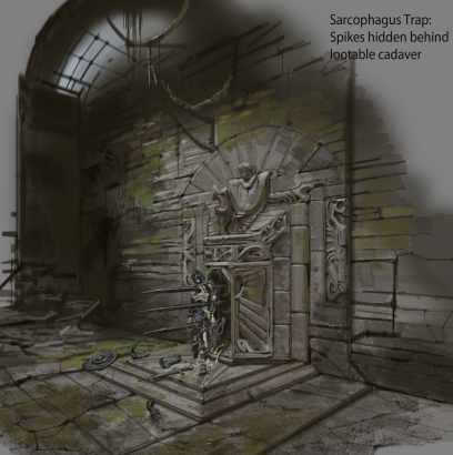Sarcophagus Trap concept art from The Elder Scrolls V: Skyrim by Adam Adamowicz