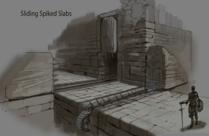 Sliding Spiked Slab concept art from The Elder Scrolls V: Skyrim by Adam Adamowicz