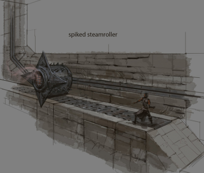 Spiked Steamroller concept art from The Elder Scrolls V: Skyrim by Adam Adamowicz