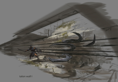 Talon Wall concept art from The Elder Scrolls V: Skyrim by Adam Adamowicz