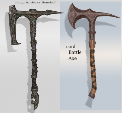Draugr Battle Axe concept art from The Elder Scrolls V: Skyrim by Adam Adamowicz