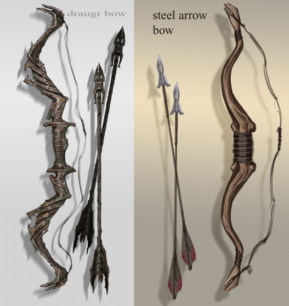 Draugr Bow concept art from The Elder Scrolls V: Skyrim by Adam Adamowicz