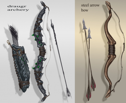 Falmer Bow concept art from The Elder Scrolls V: Skyrim by Adam Adamowicz