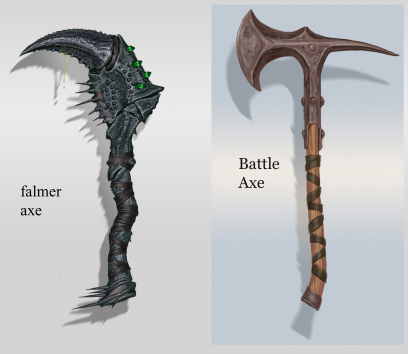 Falmer Hand Axe concept art from The Elder Scrolls V: Skyrim by Adam Adamowicz