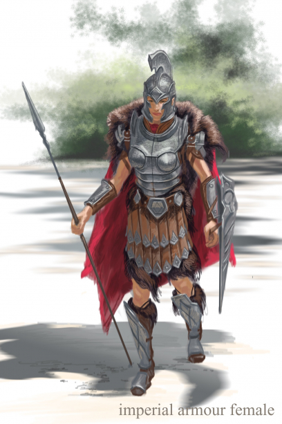 Imperial Armor Female concept art from The Elder Scrolls V: Skyrim by Adam Adamowicz