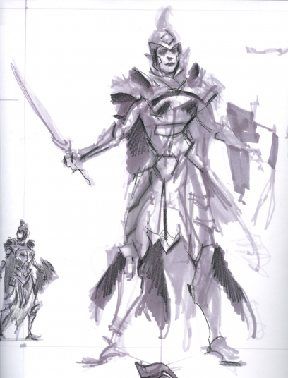 Imperial Armor Female Rough Sketch concept art from The Elder Scrolls V: Skyrim by Adam Adamowicz