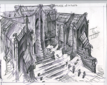 Windhelm Castle Rough Sketch concept art from The Elder Scrolls V: Skyrim by Adam Adamowicz