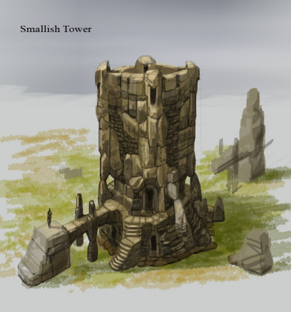 Rustic Stone Tower concept art from The Elder Scrolls V: Skyrim by Adam Adamowicz