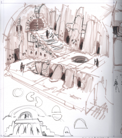 Barrow Rough Sketch Side concept art from The Elder Scrolls V: Skyrim by Adam Adamowicz