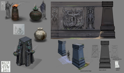 Blades Living Quarters concept art from The Elder Scrolls V: Skyrim by Adam Adamowicz