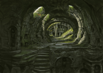 Barrow Antechamer concept art from The Elder Scrolls V: Skyrim by Adam Adamowicz