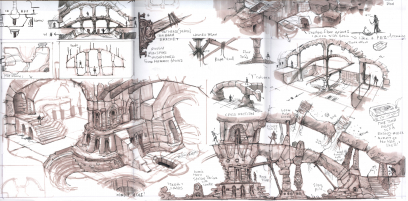 Barrow Pit concept art from The Elder Scrolls V: Skyrim by Adam Adamowicz