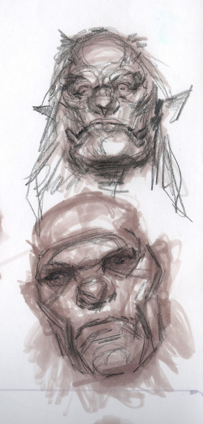 Giant Face Sketch concept art from The Elder Scrolls V: Skyrim by Adam Adamowicz