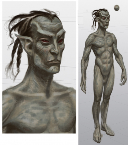 Dark Elf Male concept art from The Elder Scrolls V: Skyrim by Adam Adamowicz