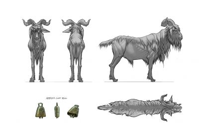Concept art of Goat from The Elder Scrolls V: Skyrim by Ray Lederer
