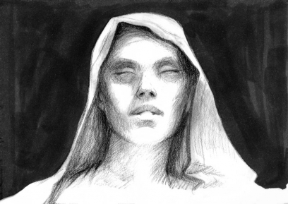 Concept art of Wisp Face Sketch from The Elder Scrolls V: Skyrim by Ray Lederer