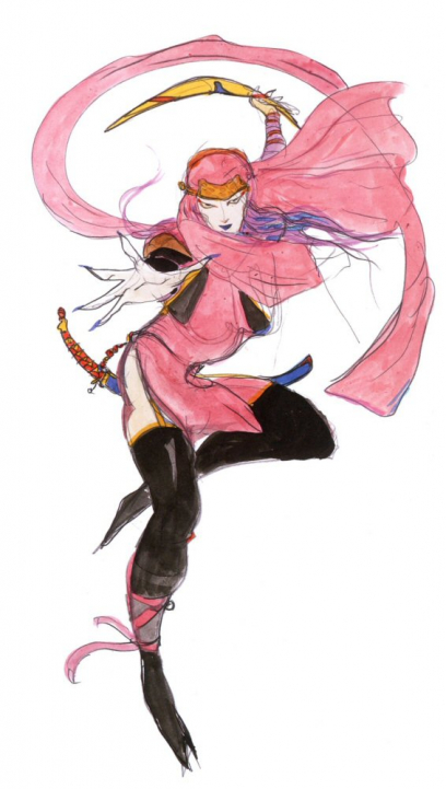 Concept art of Kunoichi from the video game Final Fantasy Iii by Yoshitaka Amano