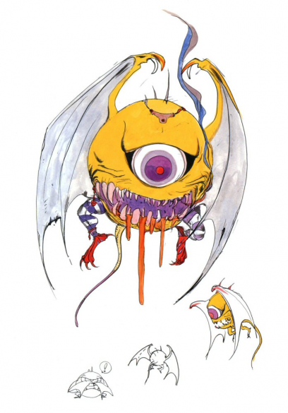 Concept art of Ahriman from the video game Final Fantasy Iii by Yoshitaka Amano