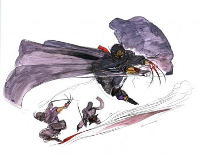 Concept art of Ninja from the video game Final Fantasy Iii by Yoshitaka Amano