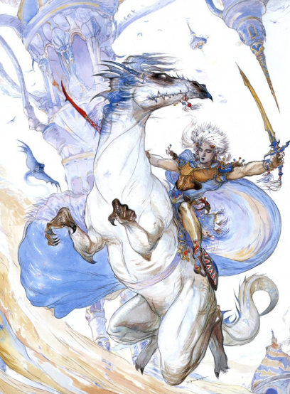 Concept art of Flourish Of Steel from the video game Final Fantasy Iii by Yoshitaka Amano