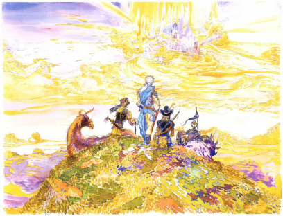 Concept art of Illusory Castle from the video game Final Fantasy Iii by Yoshitaka Amano
