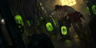 Concept art of Caustic Cask from the video game Legends Of Runeterra by Sixmorevodka and Marko Djurdjevic and Monika Palosz and Valentin Gloaguen and Gerald Parel