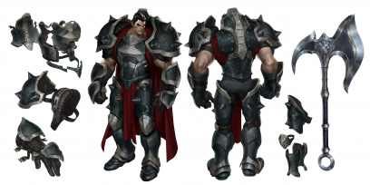 Concept art of Darius from the video game Legends Of Runeterra by Sixmorevodka and Gerald Parel and Jelena Kevic Djurdjevic and Mads Ahm and Hoegni Jarleivur Mohr