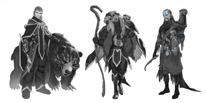 Concept art of Freljord Concepts from the video game Legends Of Runeterra by Sixmorevodka and Hoegni Jarleivur Mohr and Gerald Parel and Michal Ivan